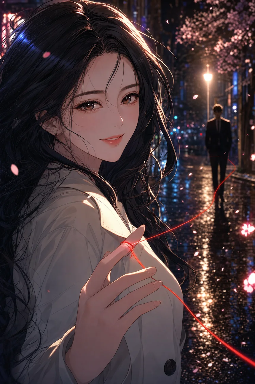 붉은 실이 이어진 밤거리