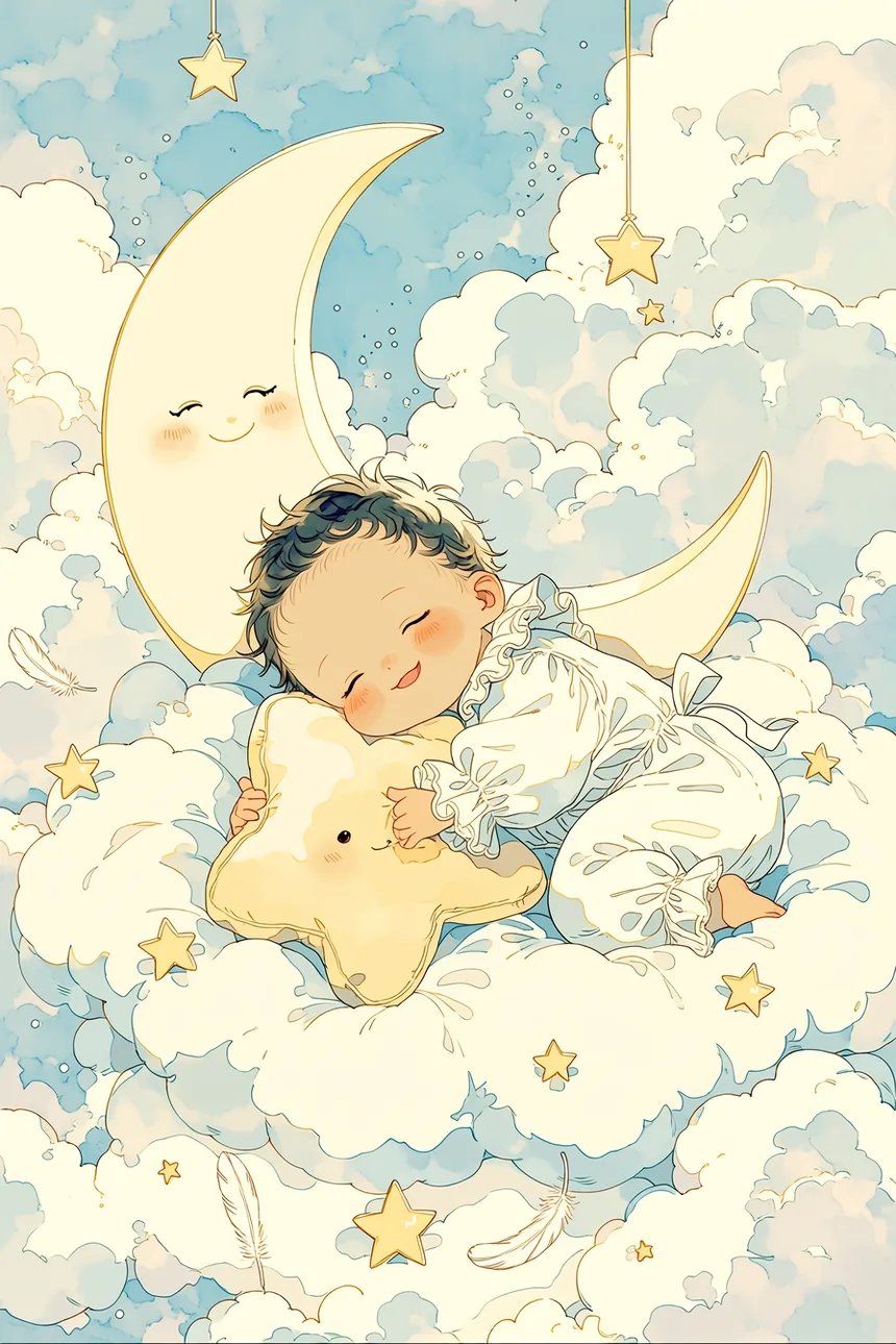 구름 위에서 잠든 아기 — 아기 생일·미래 직업·아기 성별 미리보기
